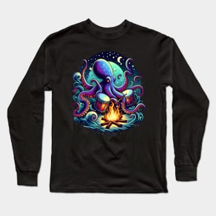 Octopus playing drums Percussive Sea Symphony Long Sleeve T-Shirt